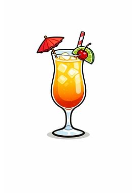 Tropical Cocktail with Umbrella and Cherry