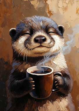 Otter Enjoying Coffee