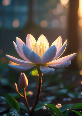 Glowing Lotus Flower and Bud