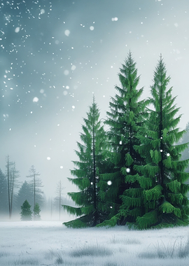 Winter Forest with Snowfall