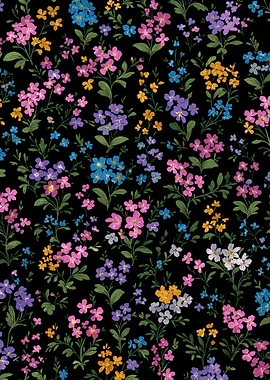 Black background floral pattern