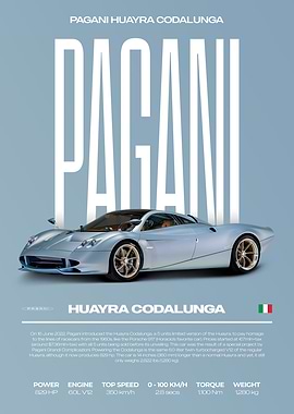 Pagani Huayra Codalunga Car Poster