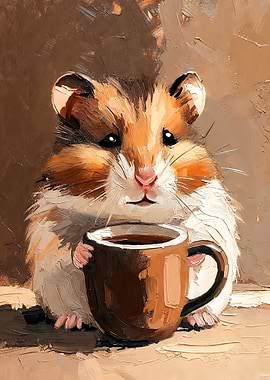 Hamster with Coffee Mug