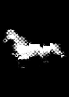 Abstract Horse Poster, Modern Halftone Horse Wall Art, Black White Contemporary Print