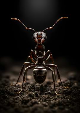 Close-up of an ant on soil
