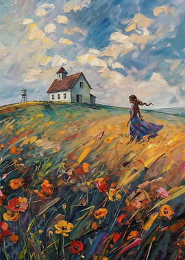 Woman in a field of flowers