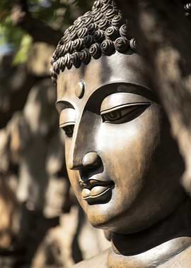 Close-up of a Buddha statue face