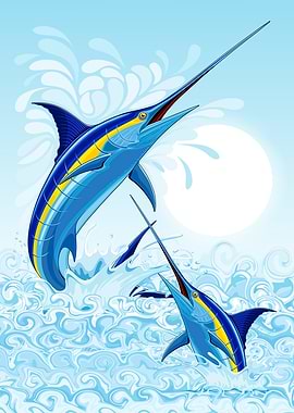 Marlin Fish Jumping in Ocean