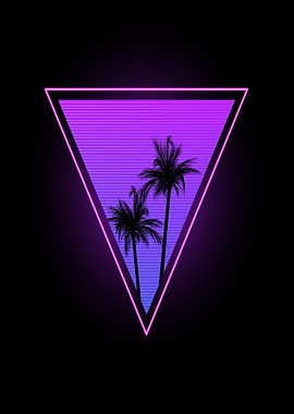 Retro Triangle Palm Trees