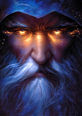 Mysterious Wizard with Glowing Eyes