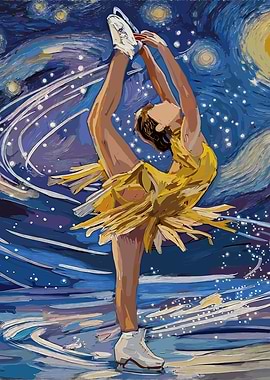 Figure Skater in Starry Night Style