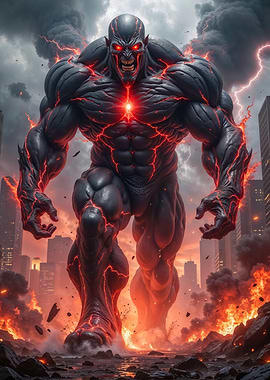 Giant Demonic Monster in City