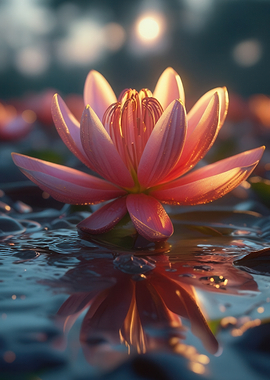 Pink Lotus Flower Reflection