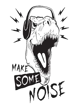 Dinosaur with Headphones Making Noise