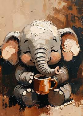 Elephant Enjoying Coffee