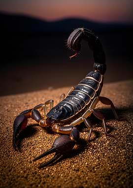 Scorpion in the Desert at Dusk