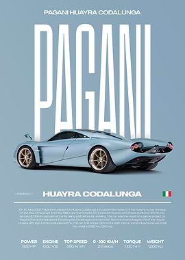 Pagani Huayra Codalunga Car Poster