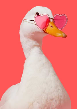 Duck Wearing Heart Sunglasses