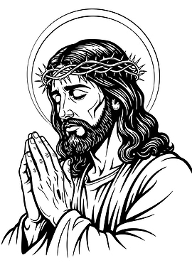 Jesus Christ praying with crown of thorns