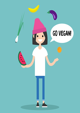 Vegan Juggler with Fruits and Vegetables