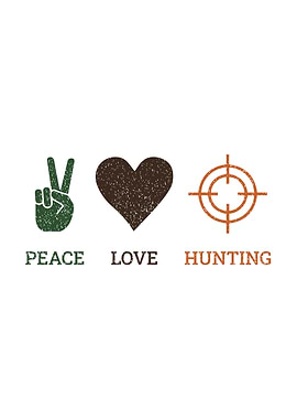 Deer hunting decor - 'Peace Love Hunting' hunter wall art for cabin and lodge walls