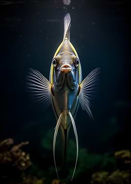 Angelfish swimming towards camera