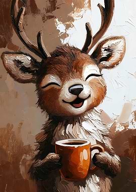 Deer Holding a Coffee Mug