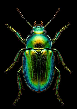 Iridescent Green Beetle Macro