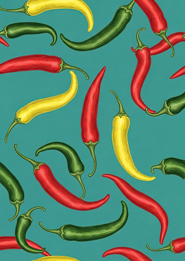 Colorful Chili Peppers Pattern