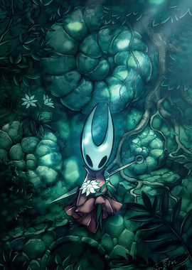 Hornet from Hollow Knight in a Forest
