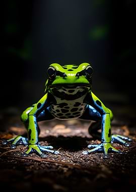 Vibrant Poison Dart Frog on Forest Floor