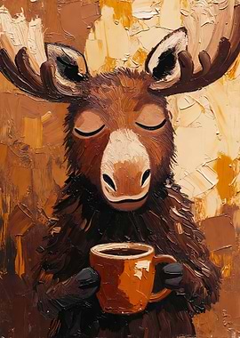 Moose Enjoying Coffee