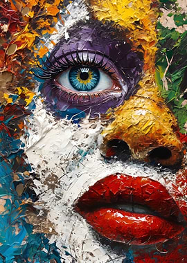 Abstract Portrait with Bold Colors