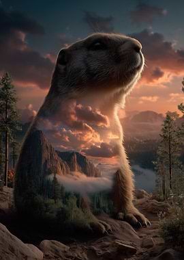Marmot in Yosemite Landscape