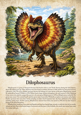 Dilophosaurus Dinosaur Illustration