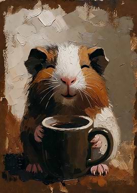 Guinea Pig with Coffee Mug