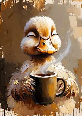 Duckling Enjoying Coffee