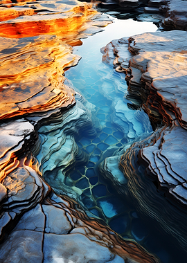 Canyon with Blue Water Pools