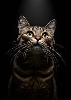 Tabby Cat Looking Up