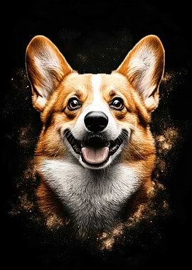 Happy Corgi Dog Portrait