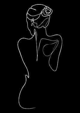 Minimalist Line Art of Woman's Back