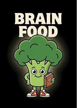 Broccoli Character Holding a Book