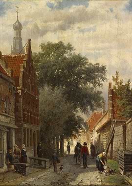 Street Scene with People and Horse