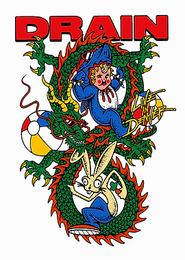 Dragon, Baby, and Bunny Illustration