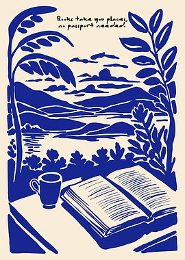 Open book with a scenic view