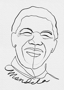 Nelson Mandela Line Art Portrait