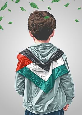 Boy with Palestinian Flag Jacket