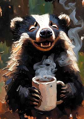 Badger with Coffee
