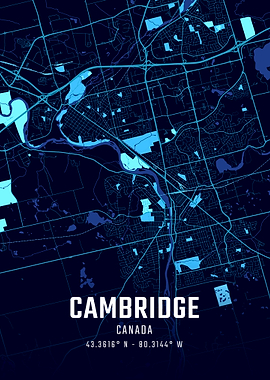 Cambridge Canada Midnight City Map