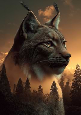 Lynx in a Forest Landscape